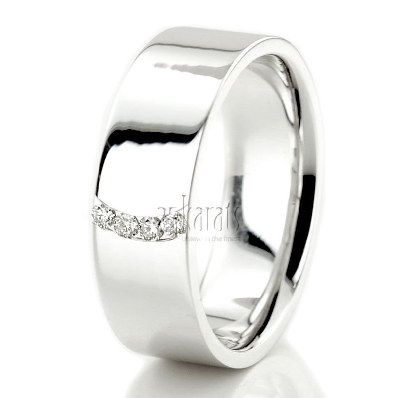 Couples wedding bands with diamond accent - view 3