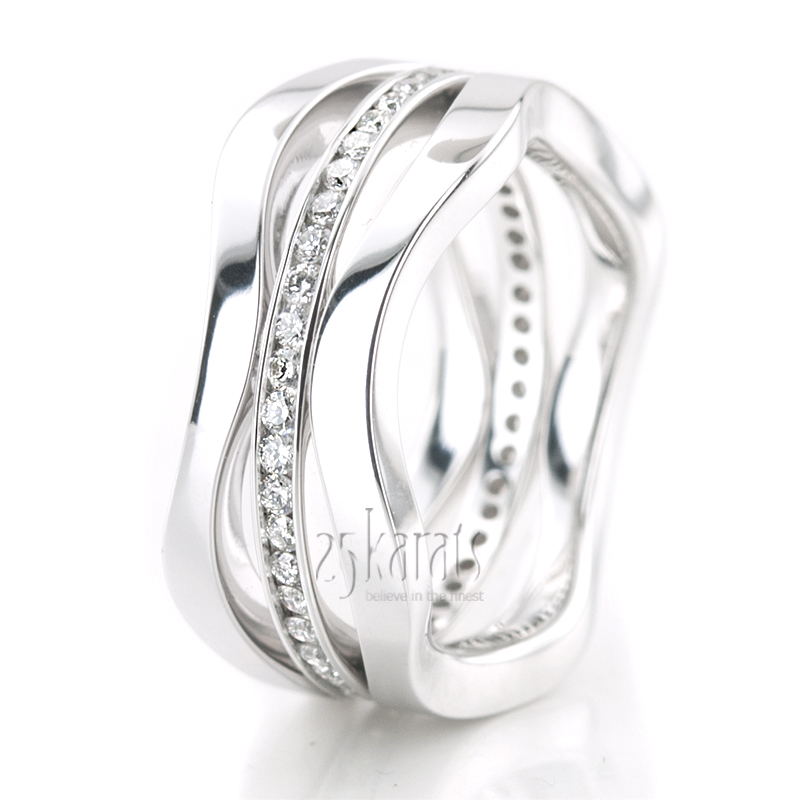 Curved Diamond Wedding Band - view 2