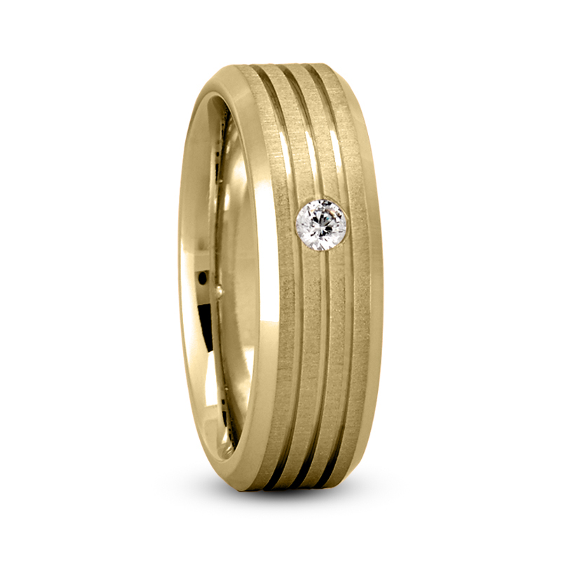 Line Cut Solitaire Diamond Wedding Band - view 3