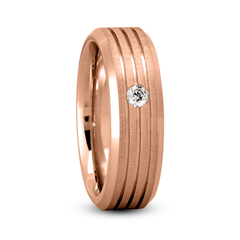 Line Cut Solitaire Diamond Wedding Band - view 4