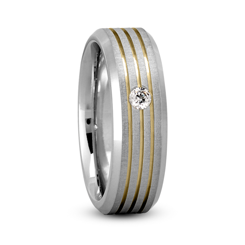 Line Cut Solitaire Diamond Wedding Band - view 5