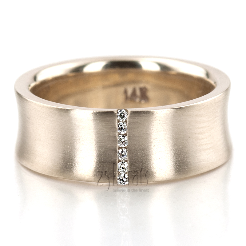 Channel Set Concave Diamond Wedding Band - view 2