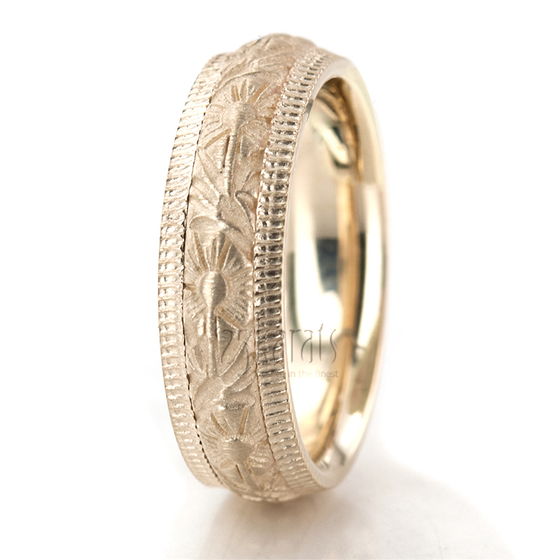 Beaded Edge Antique Wedding Band  - view 3