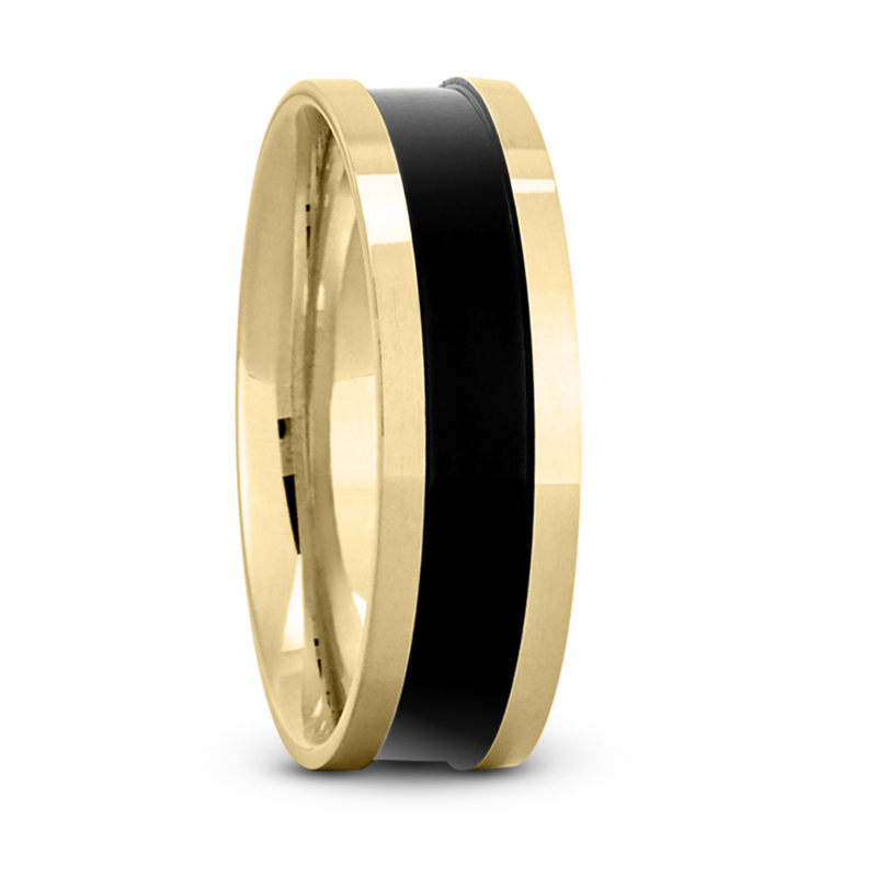 Black Nano Center Flat Wedding Band - view 3