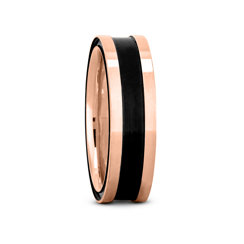 Black Edge Fancy Carved Wedding Band - view 3