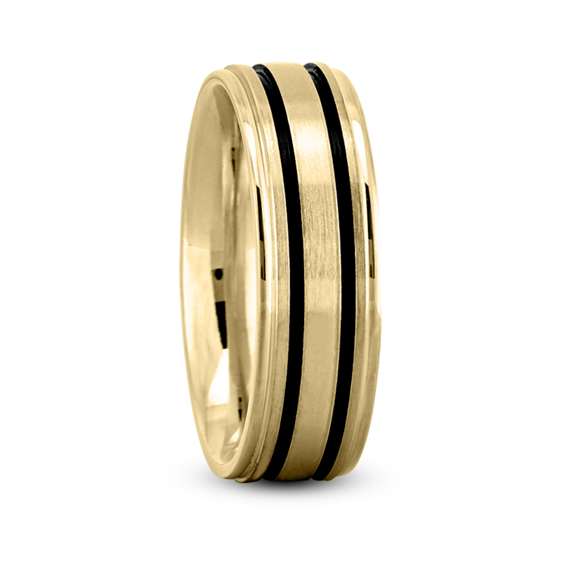 Classic Double Black Line Wedding Ring  - view 2