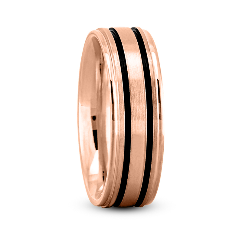 Classic Double Black Line Wedding Ring  - view 3