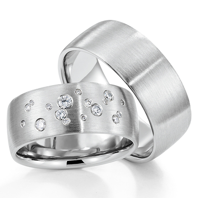 Scattered Diamonds Low Dome Wedding Ring Set - view 1 of 1