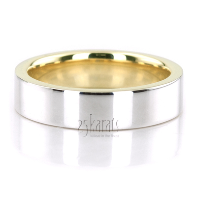 Contemporary Two Tone Flat Comfort Fit Wedding Band Set - view 3 of 3