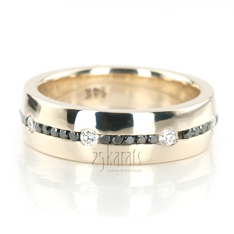 Black & White Diamond Wedding Band Set - view 2