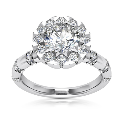 Wrap Set Halo Center Diamond Engagement Ring (0.75ct)