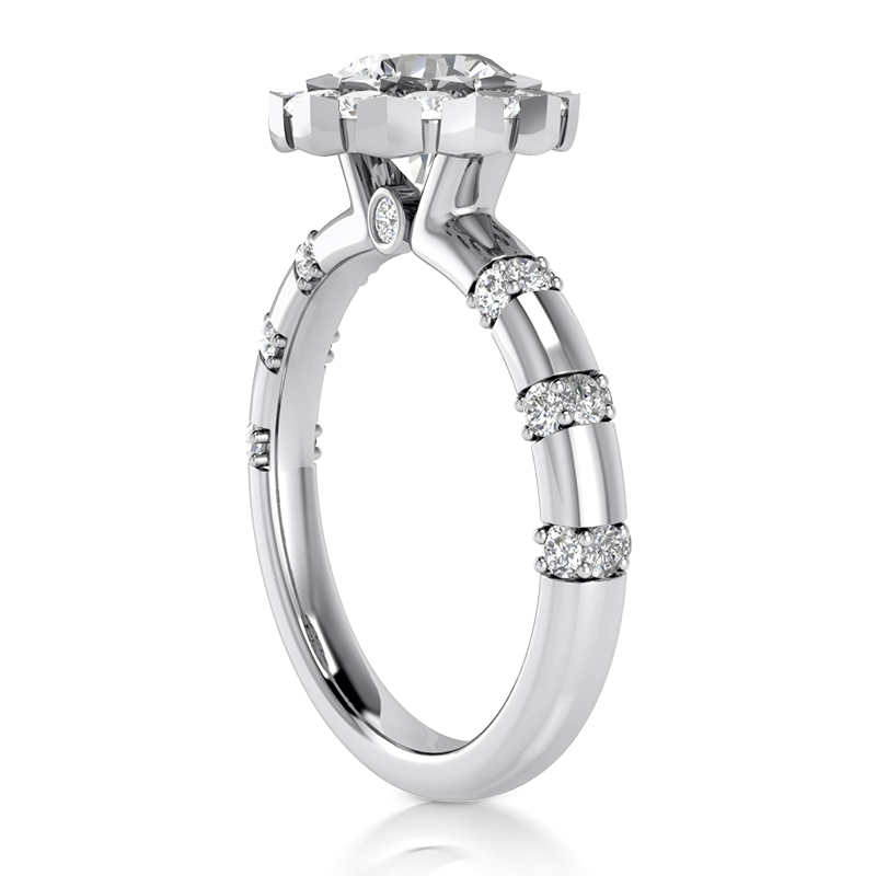 Wrap Set Halo Center Diamond Engagement Ring (0.75ct) - view 2