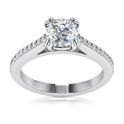 Double Prong Head Cathedral Style Diamond Engagement Ring (5x5mm)