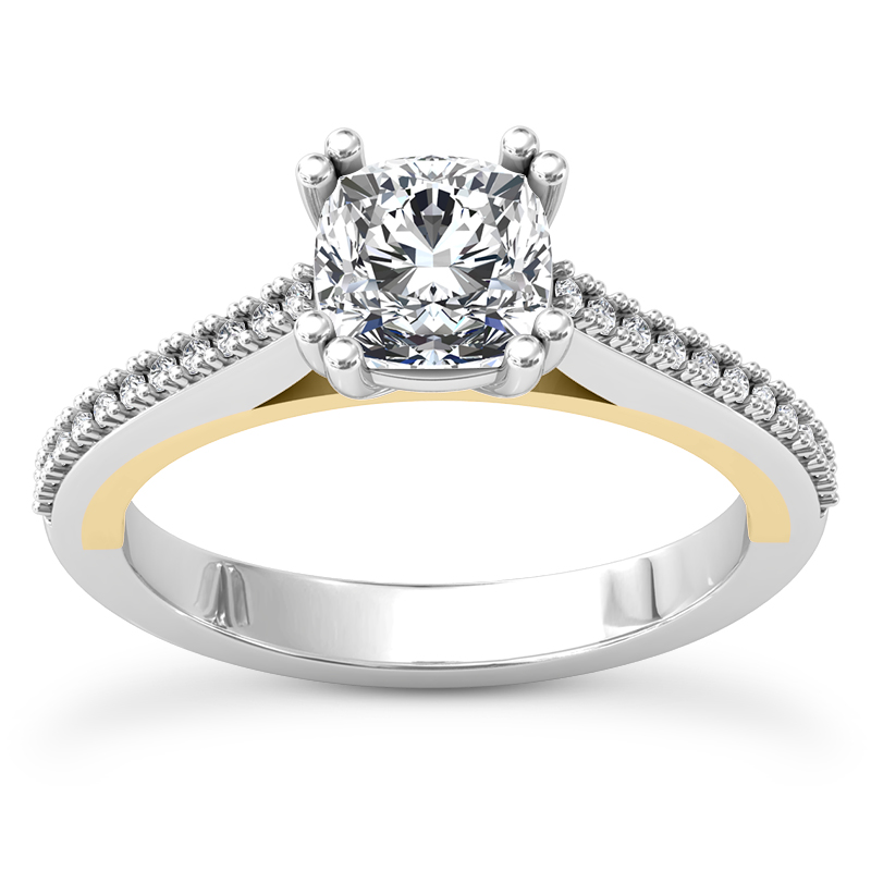 Double Prong Head Cathedral Style Diamond Engagement Ring (5x5mm) - view 13