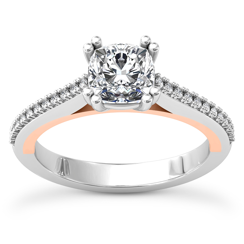 Double Prong Head Cathedral Style Diamond Engagement Ring (5x5mm) - view 1