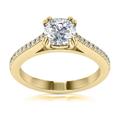 Double Prong Head Cathedral Style Diamond Engagement Ring (5.5x5.5mm) - view 19 of 21