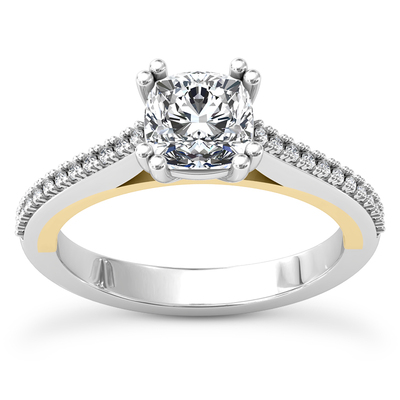 Double Prong Head Cathedral Style Diamond Engagement Ring (5.5x5.5mm) - view 13 of 21