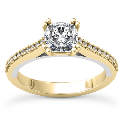 Double Prong Head Cathedral Style Diamond Engagement Ring (5.5x5.5mm) - view 11 of 21