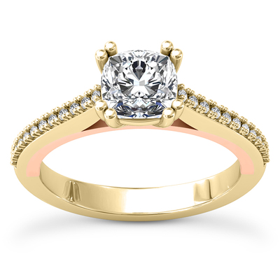 Double Prong Head Cathedral Style Diamond Engagement Ring (5.5x5.5mm) - view 10 of 21