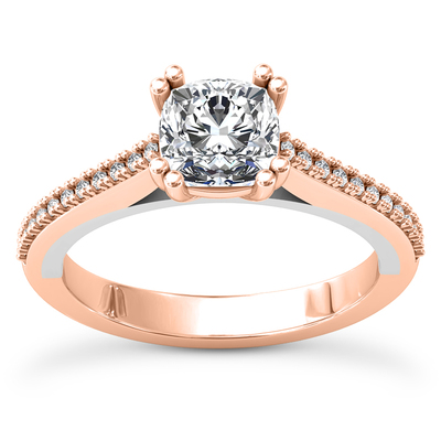 Double Prong Head Cathedral Style Diamond Engagement Ring (5.5x5.5mm) - view 9 of 21