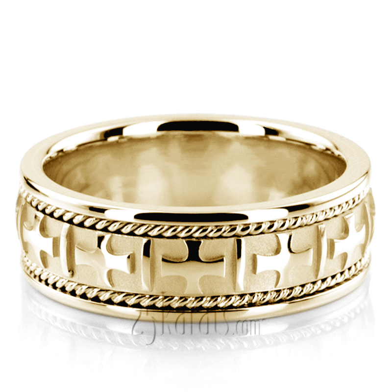 Two-Tone Cross Religious Wedding Band  - view 4