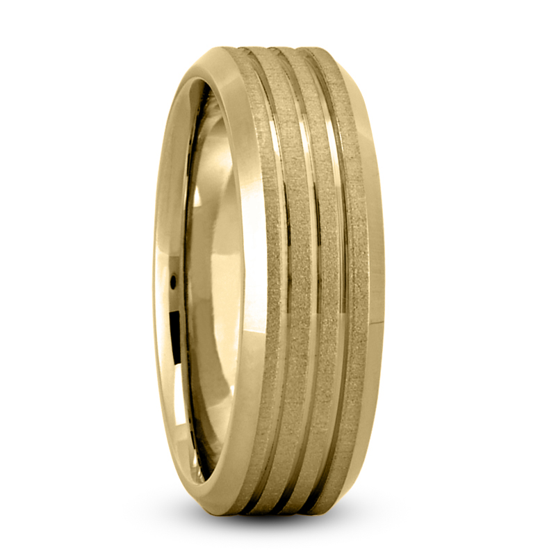 Beveled Edge Parallel Carved Wedding Band - view 3