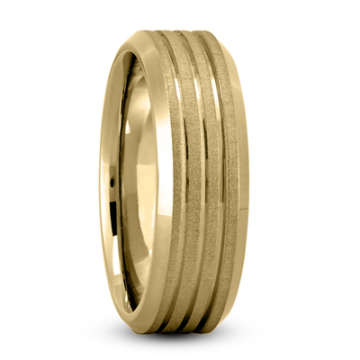 Beveled Edge Parallel Carved Wedding Band - view 3 of 7