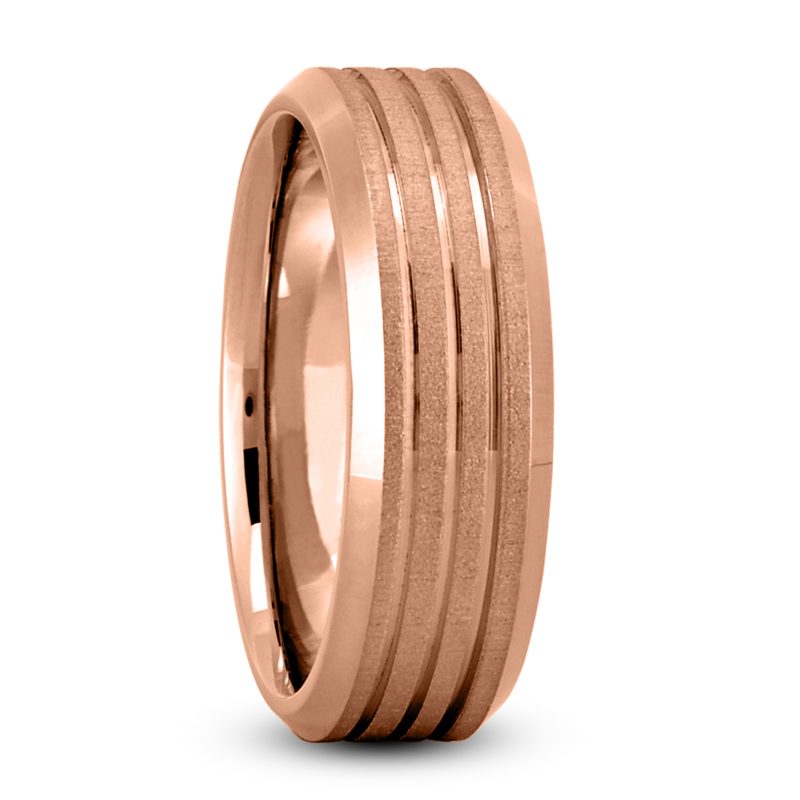 Beveled Edge Parallel Carved Wedding Band - view 4