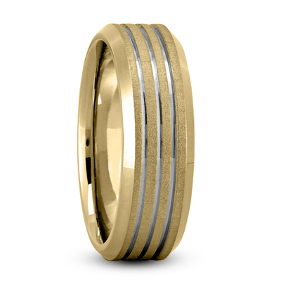 Beveled Edge Parallel Carved Wedding Band - view 5 of 7