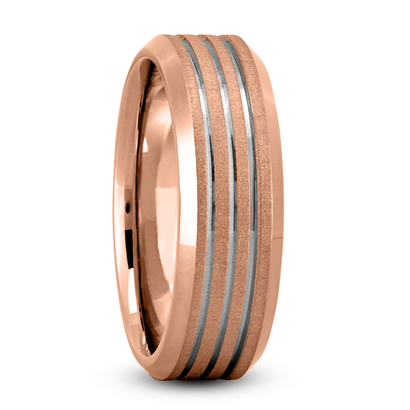 Beveled Edge Parallel Carved Wedding Band - view 7