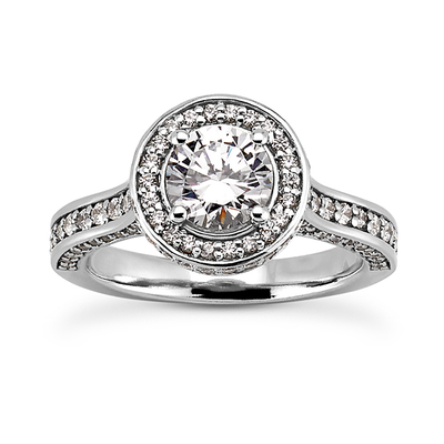 Diamond Arch Halo Round Engagement Ring (1.50ct Center)