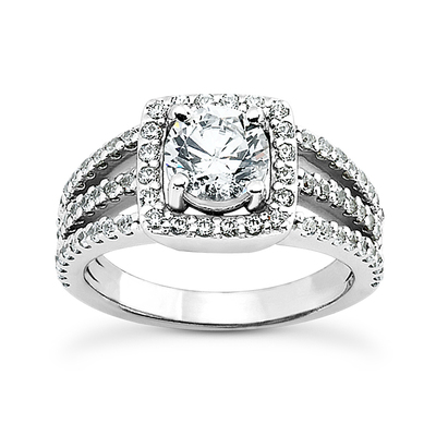 Split Triple Shank Halo Engagement Ring (1 ct. t.w.)