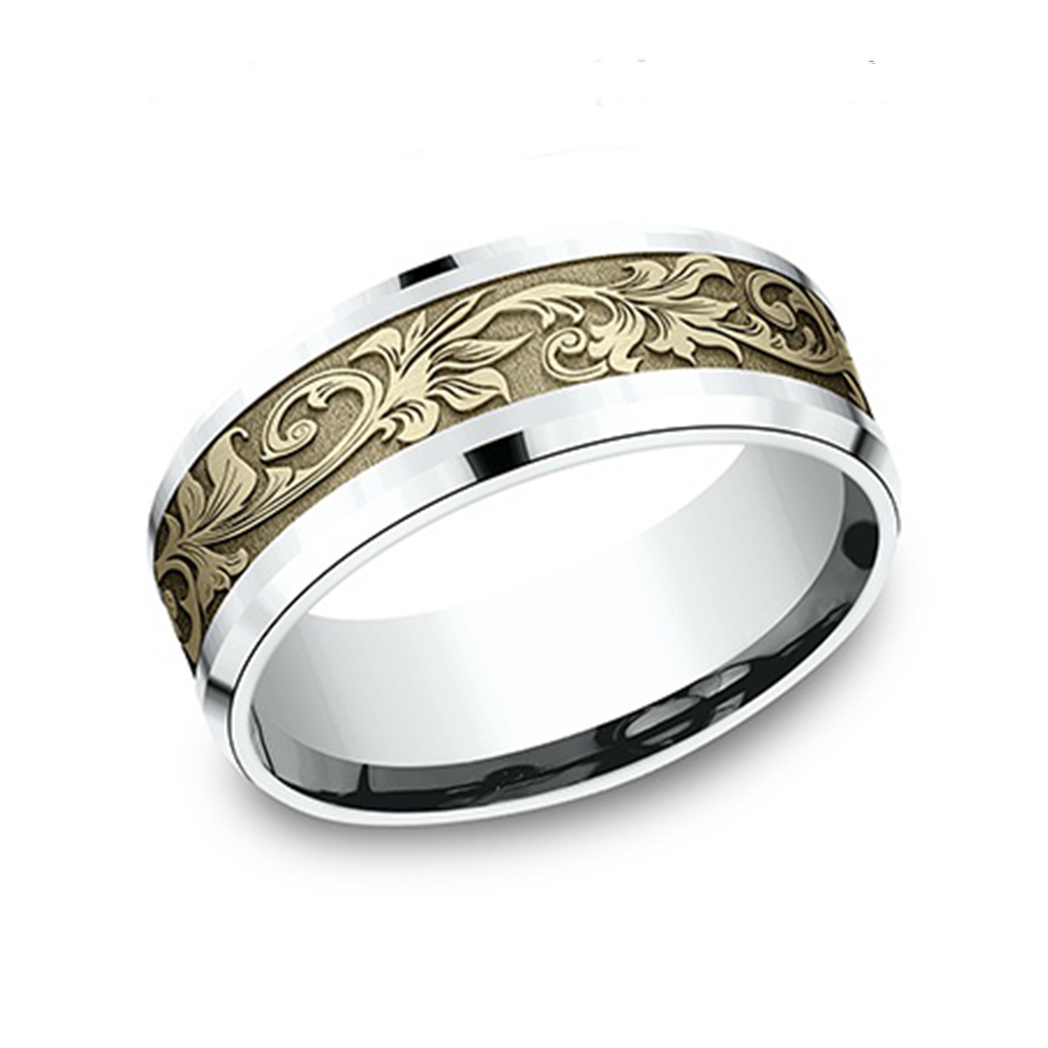 Benchmark 8mm Comfort Fit Victorian Floral Design Band - view 5