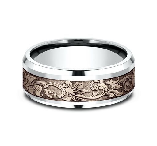 Benchmark 8mm Comfort Fit Victorian Floral Design Band - view 8