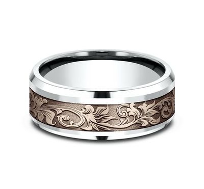 Benchmark 8mm Comfort Fit Victorian Floral Design Band - view 8 of 13