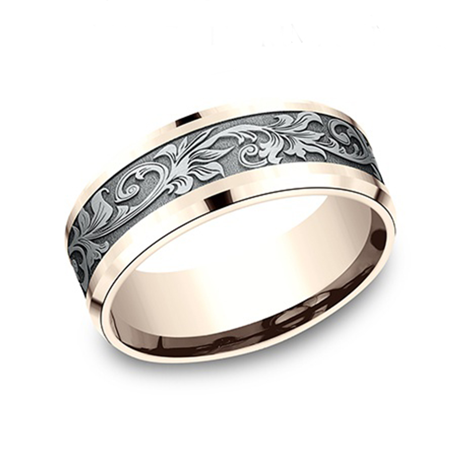 Benchmark 8mm Comfort Fit Victorian Floral Design Band - view 10