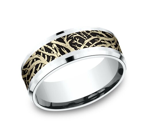 Benchmark 8mm Comfort Fit Enchanted Forest design Band - view 4