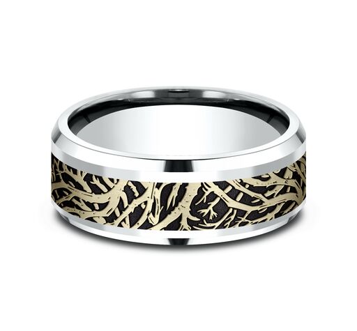 Benchmark 8mm Comfort Fit Enchanted Forest design Band - view 5