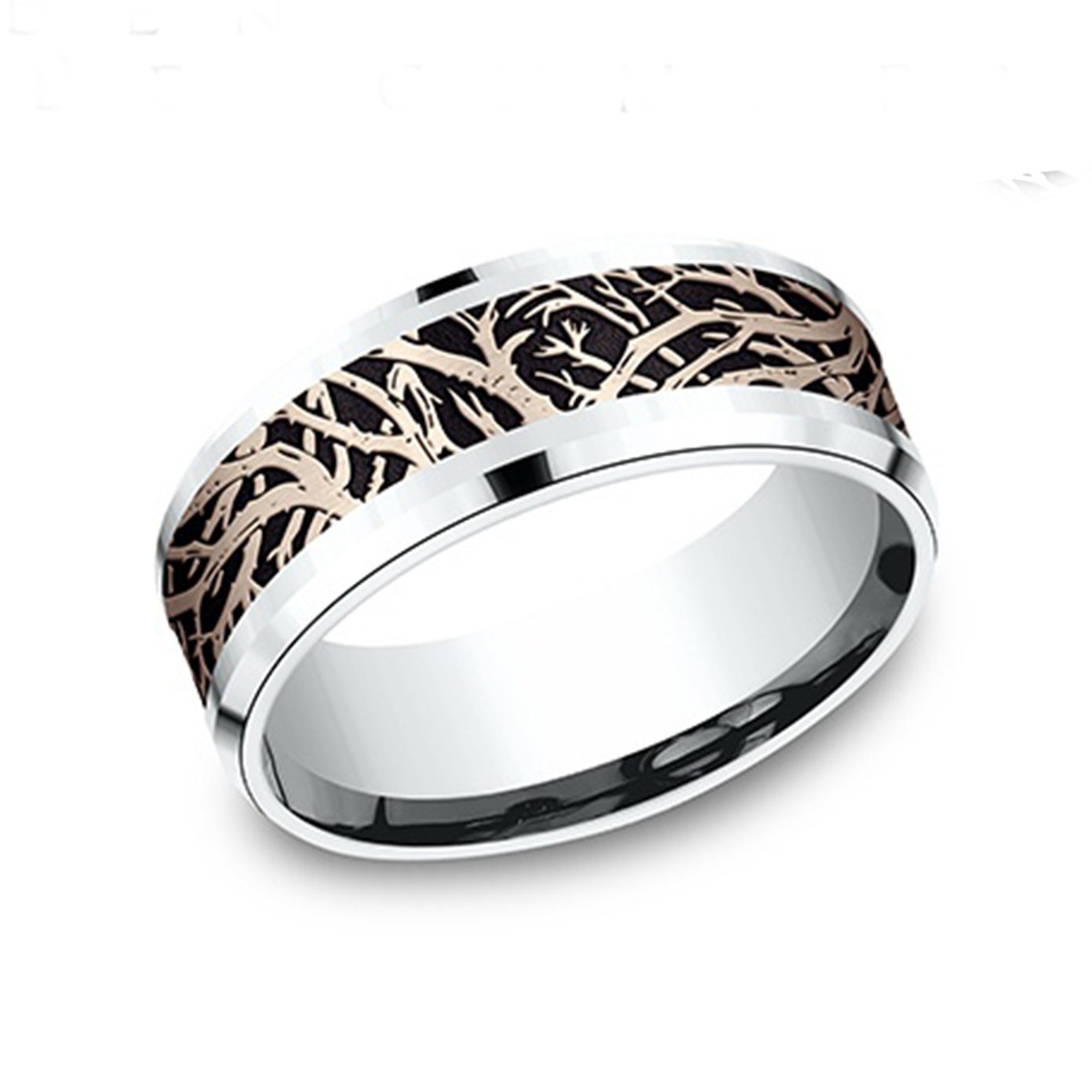 Benchmark 8mm Comfort Fit Enchanted Forest design Band - view 7