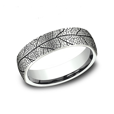 Benchmark 6.5mm Comfort Fit Leaf Pattern Design Band - view 1 of 4