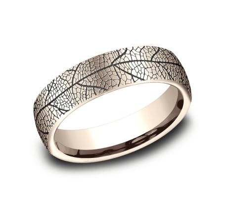 Benchmark 6.5mm Comfort Fit Leaf Pattern Design Band - view 3