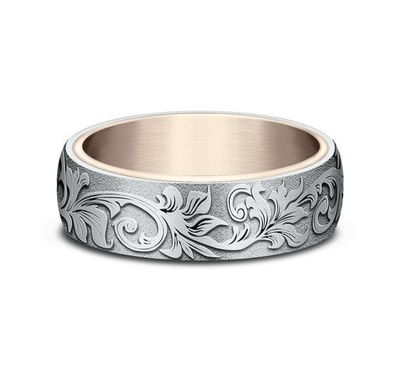 Benchmark 6.5mm Comfort Fit Floral Motifs of the Victorian Era Design Band - view 2 of 2