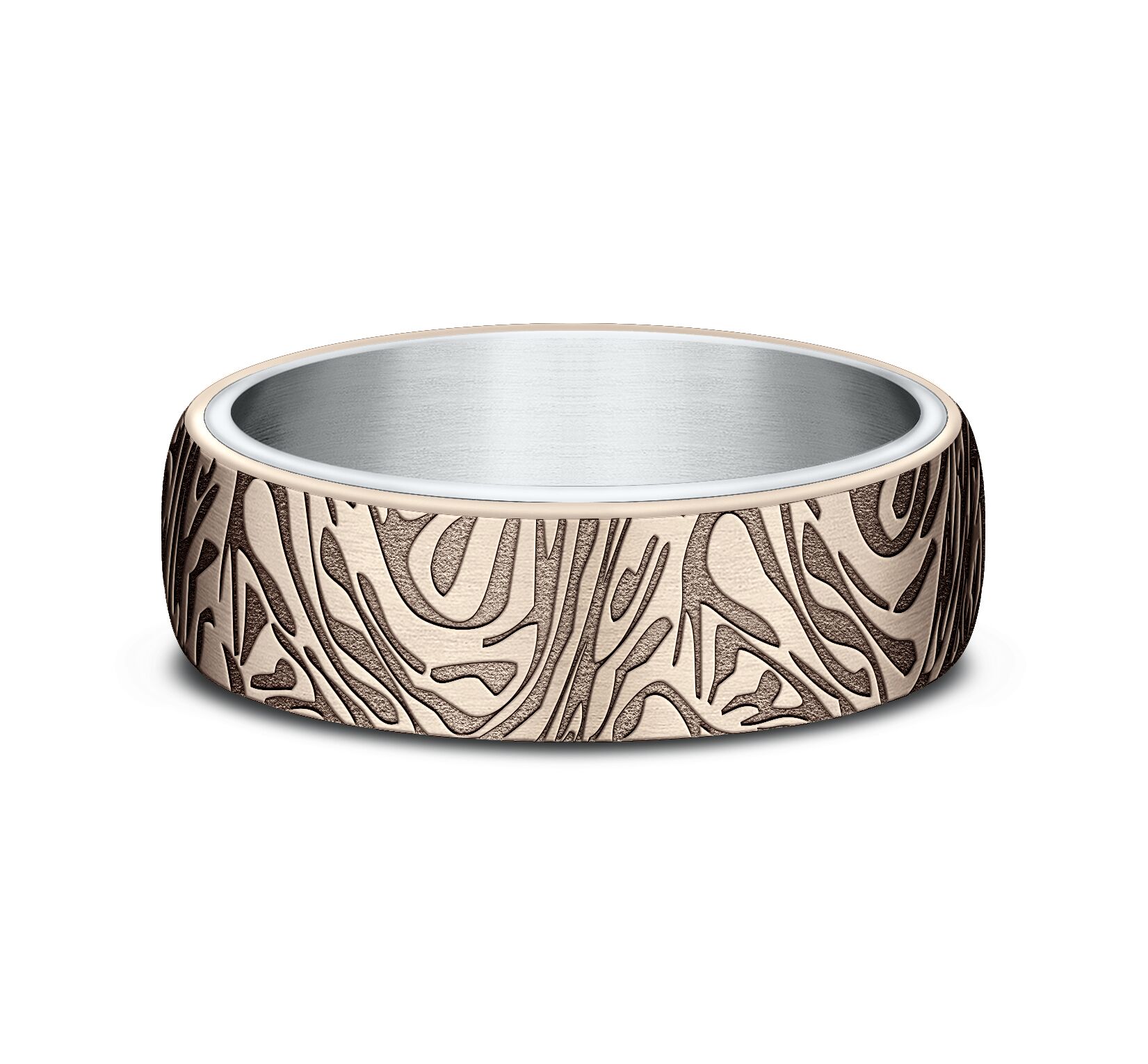 Benchmark 6.5mm Comfort Fit Faux Mokume Pattern Design Band - view 2