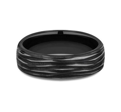 Black Titanium 6.5mm Comfort Fit Tree Bark Finished Ring - view 2 of 2