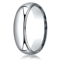 Plain Dome Milgrain Comfort Fit Wedding Band - view 5