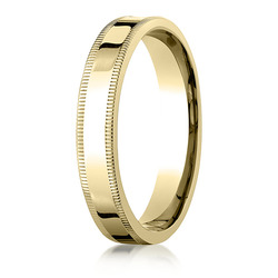 Plain Flat Milgrain Comfort Fit Wedding Band - view 2