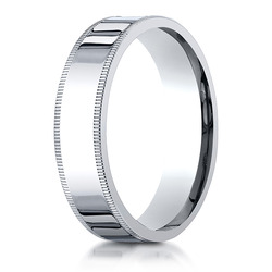 Plain Flat Milgrain Comfort Fit Wedding Band - view 3