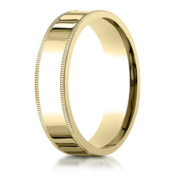 Plain Flat Milgrain Comfort Fit Wedding Band - view 4