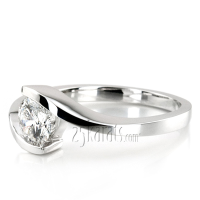 5 mm Moissanite Round Cut Tension Set Solitaire Engagement Ring - view 3 of 7