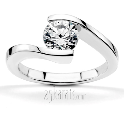 5 mm Moissanite Round Cut Tension Set Solitaire Engagement Ring - view 4 of 7